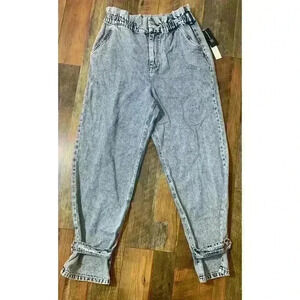 CULPOS X INC Womens Paper Bag Waist Acid Wash Denim Designer Jeans Size 10 NWT